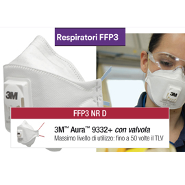 Scatola 10 MASCHERINE AURA 9332+ FFP3 con valvola