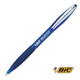 SCATOLA 12 PENNE SFERA SCATTO BICÂ®ATLANTIS PREMIUM clip metal 1,0MM BLU
