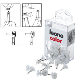 Scatola 20 ganci per quadri con spilli Leone 17mm