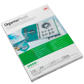 Scatola 25 pouches 2x75mic 228x303mm A4+ pre-forata GBC