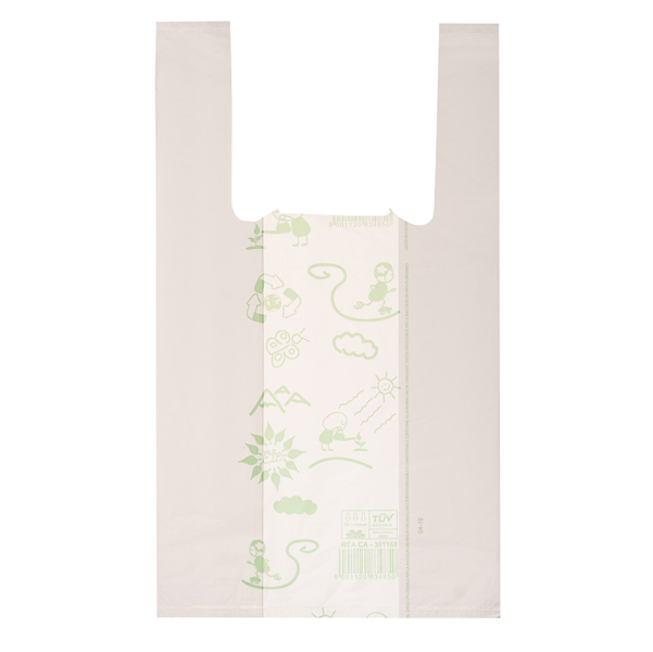Scatola 500 Shoppers bianchi MINI 15mic 22x40CM 6,5+6,5cm Mater-Bi