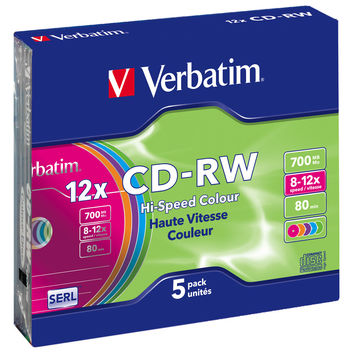 SCATOLA 5 CD-RW DATALIFEPLUS SLIM CASE 8X-10X 700MB SERIGRAFATO COLORATO_RISCRIV