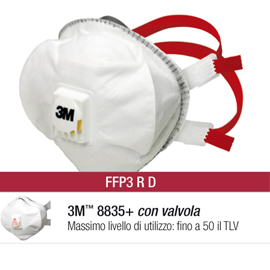 Scatola 5 MASCHERINE 8835+ Premium FFP3 con valvola