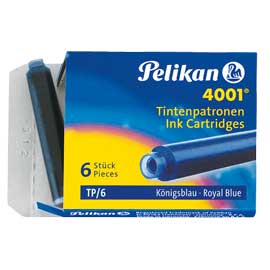 SCATOLA 6 CARTUCCE INCHIOSTRO TP/6 BLU ROYAL PELIKAN 4001 (0ATM01