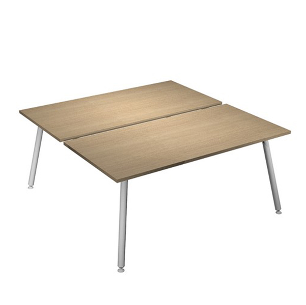 Scrivania a 2 postazioni contrap. 140x166cm Bianco/ Rovere Skinny Metal