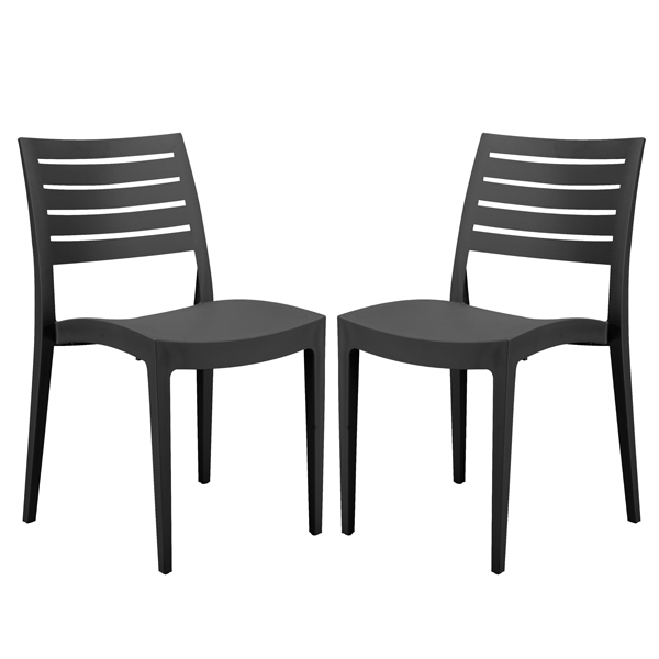 Set da 2 sedie Firenze in polipropilene antracite Grandsoleil