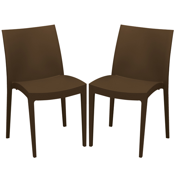 Set da 2 sedie Venice in polipropilene moka Grandsoleil