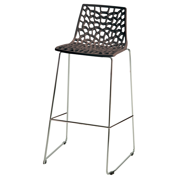 Sgabello Spider Fix in policarbonato moka lucido Grandsoleil