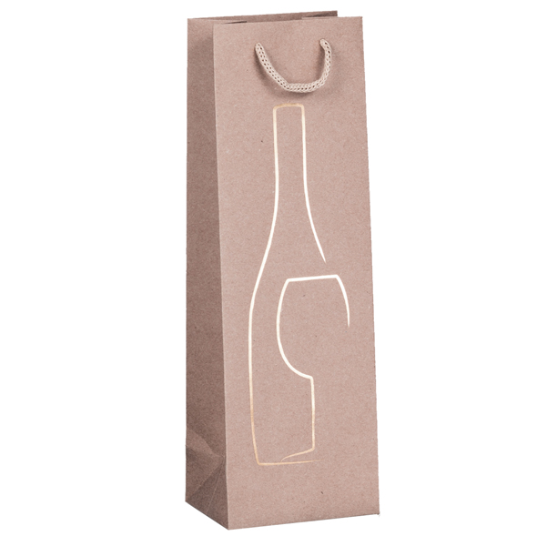 Shopper portabottglie c/manici in corda 12x37x9cm avana Rex Sadoch