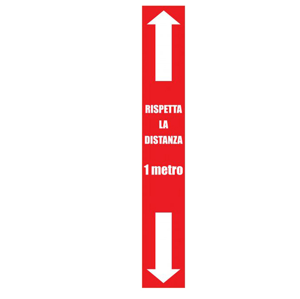 Striscia adesiva da terra 100x15cm ''RISPETTA LA DISTANZA 1 MT''