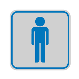 TARGHETTA ADESIVA 82x82mm con PITTOGRAMMA TOILETTE UOMO