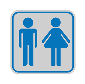 TARGHETTA ADESIVA 82x82mm con PITTOGRAMMA TOILETTE UOMO/DONNA