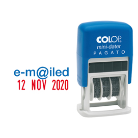 Timbro mini S160/L1 DATARIO + PAGATO 4mm autoinchiostrante COLOP