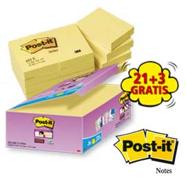 VALUE PACK 21+3 BLOCCO 90fg Post-it  Super Sticky Giallo Canary 47.6x47.6mm
