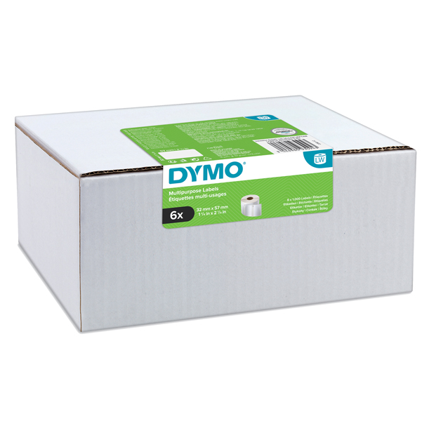 Value pack 6 rotoli etichette multi-uso 57x32mm bianco (1000 etic/rt Dymo LW