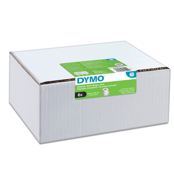 Value pack 6 rotoli etichette Spediz/Badge 54x101mm bianco (220etic/rt Dymo LW