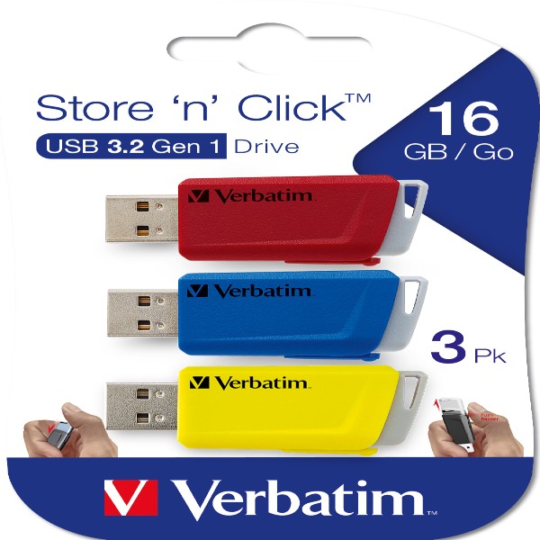 Verbatim USB 3.0 Store'N'Click 3X16GB R/B/Y