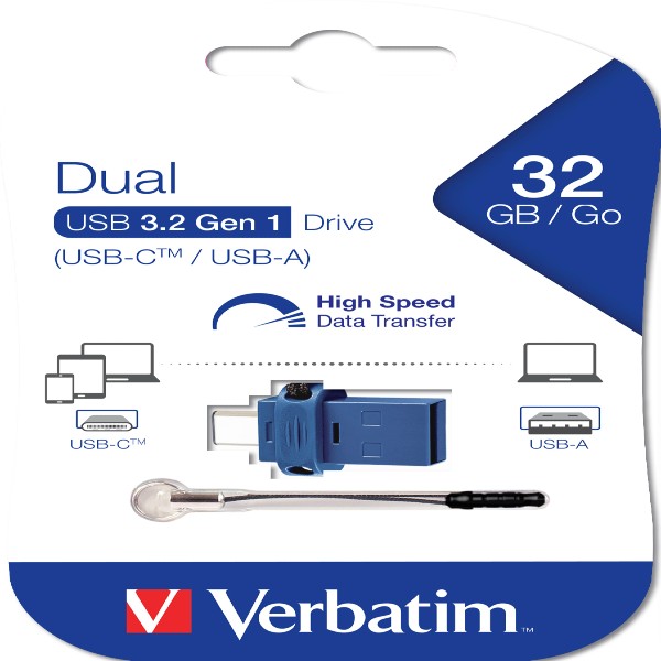 Verbatim USB Drive 3.0 Store ÂŽNÂŽ GO Dual Drive 3.0 / USB C 32GB