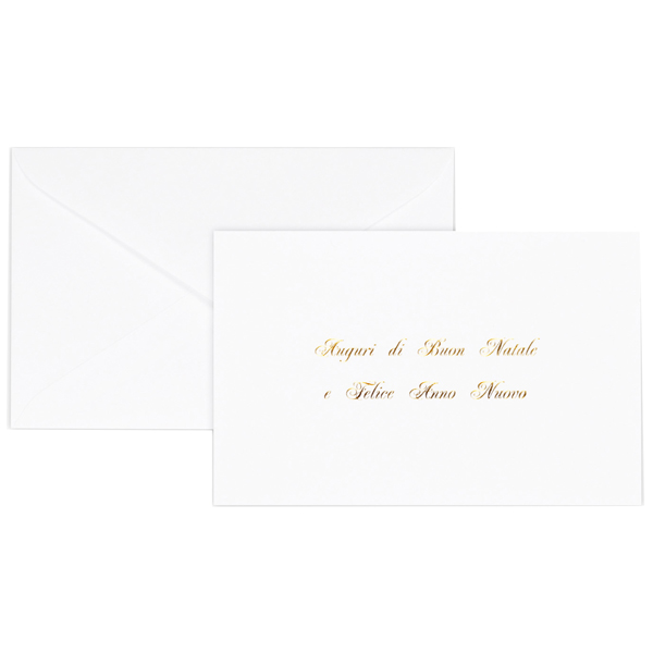 Biglietto Natale semplice c/busta e stampa in oro 9x14cm bianco Sadoch