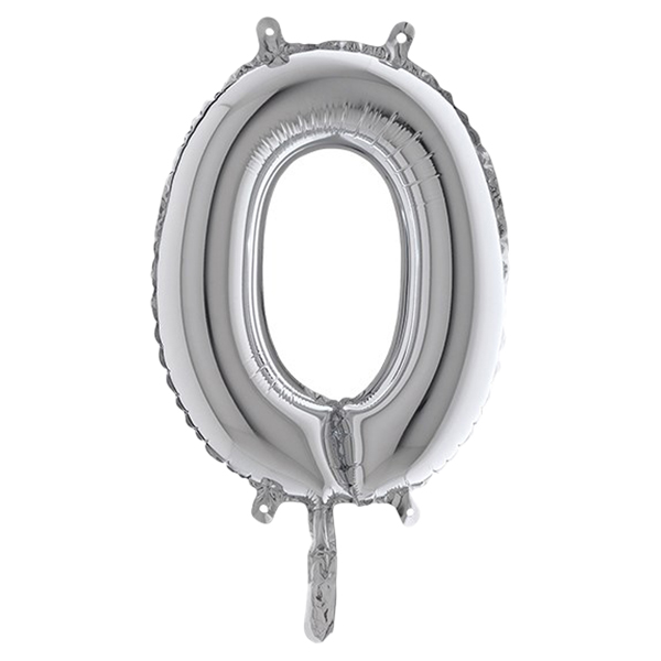 Palloncino in mylar h.36cm numero ''0'' argento Big Party