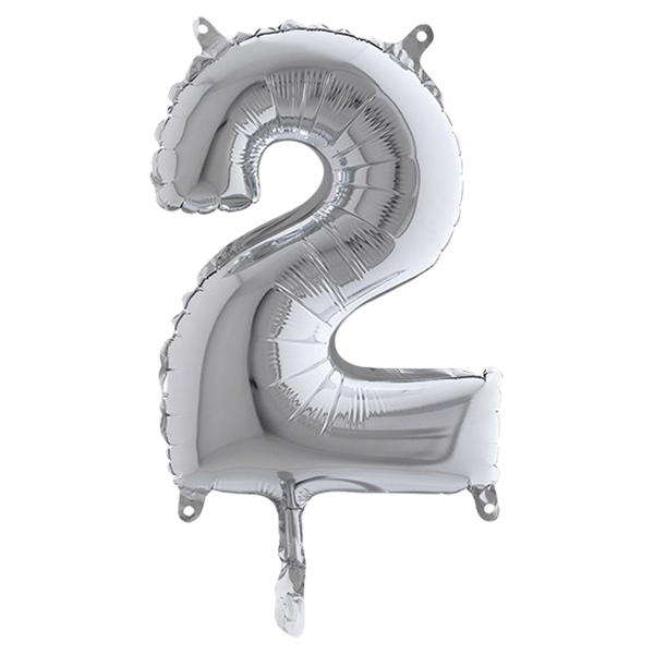 Palloncino in mylar h.36cm numero ''2'' argento Big Party