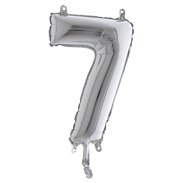 Palloncino in mylar h.36cm numero ''7'' argento Big Party