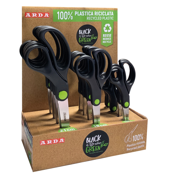 Display 12 forbici Re-Generation Black is the new Green misure ass. Arda