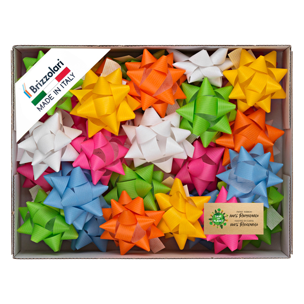 100 stelle nastro similpaper 10mmxD5cm colori assortiti primavera Brizzolari