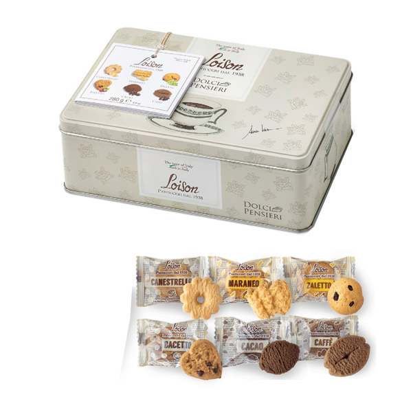 Scatola in latta biscotti tutto burro assortiti cf 280gr Loison