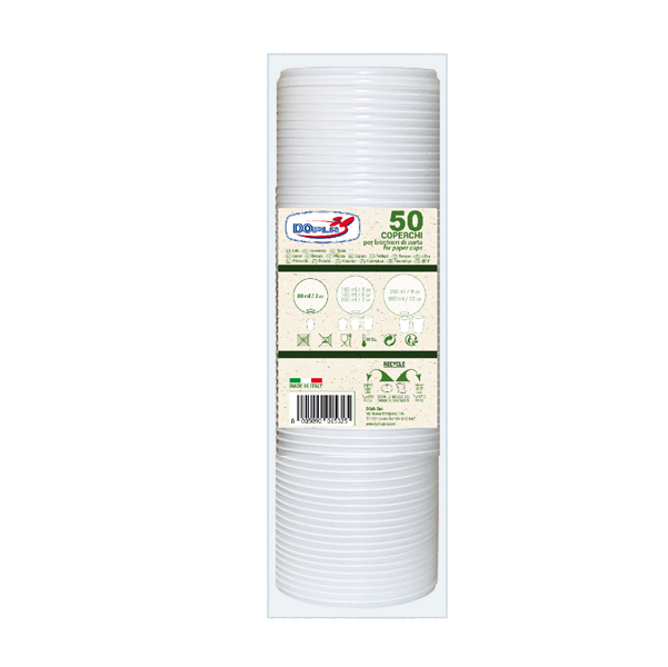 100 COPERCHI PS PER BICCHIERI CARTA DA 100ML DOPLA ART.28080