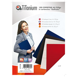 100 COPERTINE A4 CARTONCINO GOFFRATO 230g BLU TiTanium