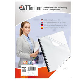 100 COPERTINE A4 PVC TRASPARENTE 180my TiTanium