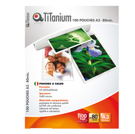 100 POUCHES 303x426mm (A3 80my TiTanium