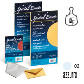 10 buste SPECIAL EVENTS METAL 120gr 110x220mm azzurro FAVINI