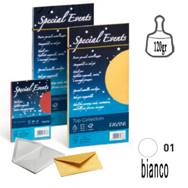 10 buste SPECIAL EVENTS METAL 120gr 110x220mm bianco FAVINI