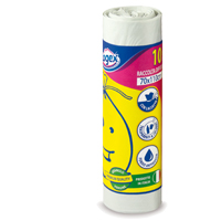 10 SACCHI IMMONDIZIA 70X110CM 120LT HD 16mic BIANCHI LOGEX