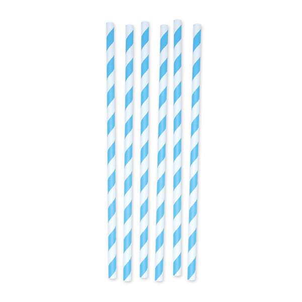 12 cannucce Stripes in carta azzurro/bianco Big Party