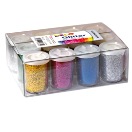 12 FLACONI GLITTER DA 25ML 5 COLORI ASSORTITI 05330 DECO