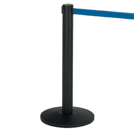 1 COLONNINA SEGNAPERCORSO NERA con nastro 200cm BLU ALFA
