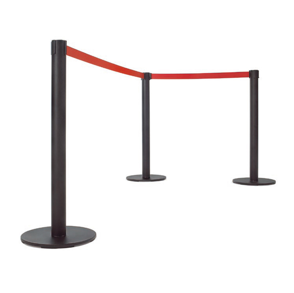 1 COLONNINA SEGNAPERCORSO NERA CON NASTRO 300CM ROSSO JUNIOR