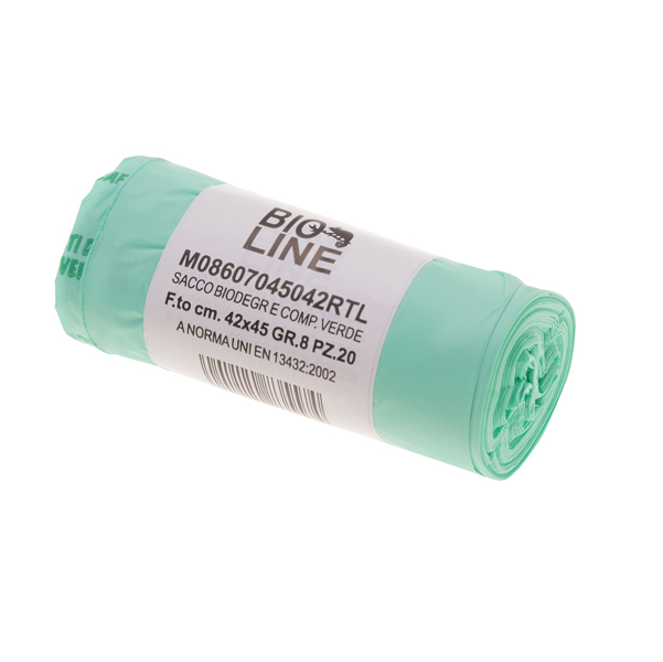 20 Sacchi BIO verdi 42x45cm 10Lt 16mic