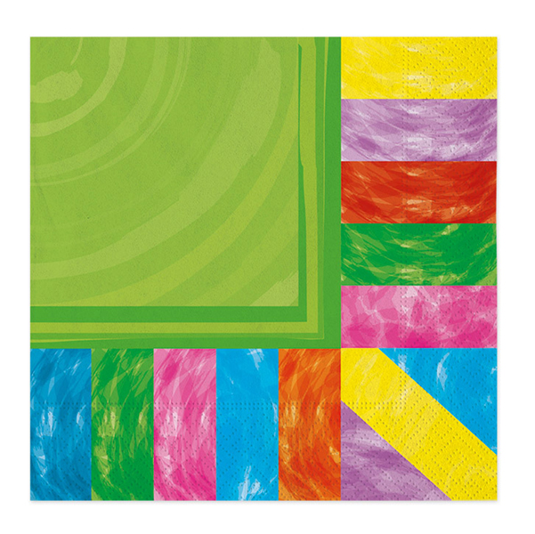 20 TOVAGLIOLI IN CARTA 33X33CM FANTASIA MULTICOLOR ARCOBALENO BIG PARTY