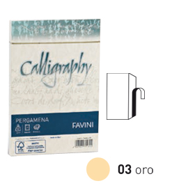 25 buste CALLIGRAPHY PERGAMENA 120x180mm 90gr oro FAVINI
