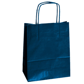 25 SHOPPERS CARTA KRAFT 26x11x35cm TWISTED blu