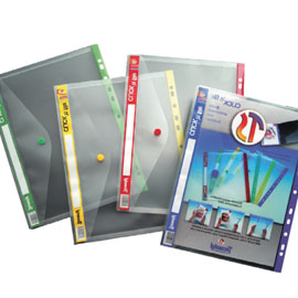 5 BUSTE FORATE C/BOTTONE CLICK'N FILE ROSSO AR22 TECNOSTYL