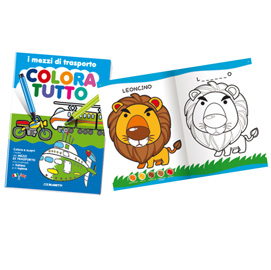 Album da colorare 24 facciate tema animali e mezzi di trasporto Blasetti