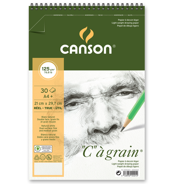 Album spiralato lato corto ''C'' A' GRAIN A4+ 30 fg. 125 gr. Canson