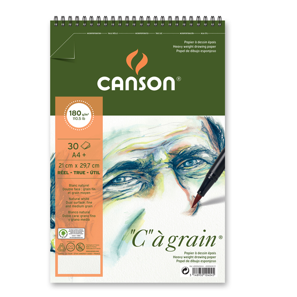 Album spiralato lato corto ''C'' A' GRAIN A4+ 30 fg. 180 gr. Canson