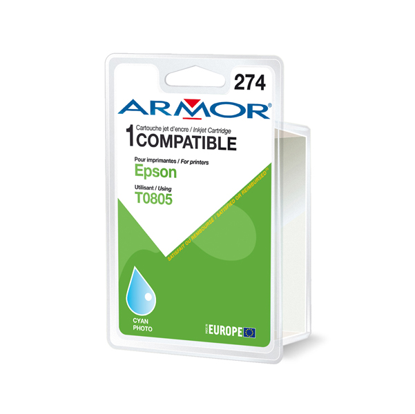 Armor Cartuccia Ciano Chiaro PER EPSONSTYLUS PHOTO R265, R285, R360, RX560,