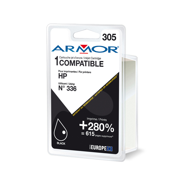 Armor Cartuccia Nero PER HP N336 DJ 5440, PSC1510 DOPPIA CAPACITA 28ML